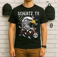 Schertz Texas Patriotic Eagle Usa Flag T-Shirt thumb 6