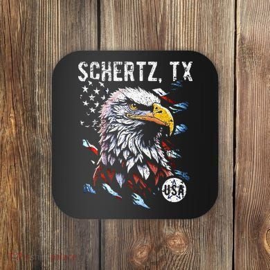 Schertz Texas Patriotic Eagle Usa Flag Coaster