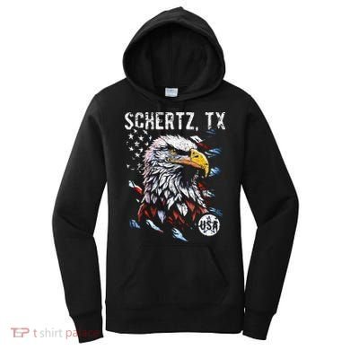 Schertz Texas Patriotic Eagle Usa Flag Women's Hoodie