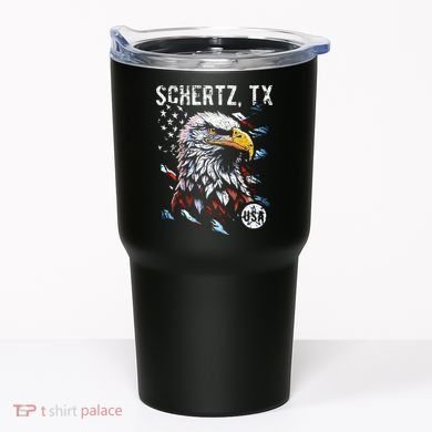 Schertz Texas Patriotic Eagle Usa Flag Tumbler