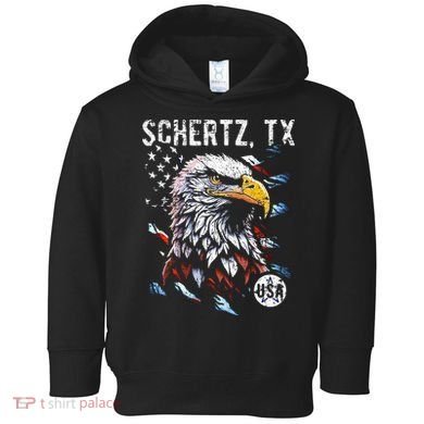 Schertz Texas Patriotic Eagle Usa Flag Toddler Hoodie
