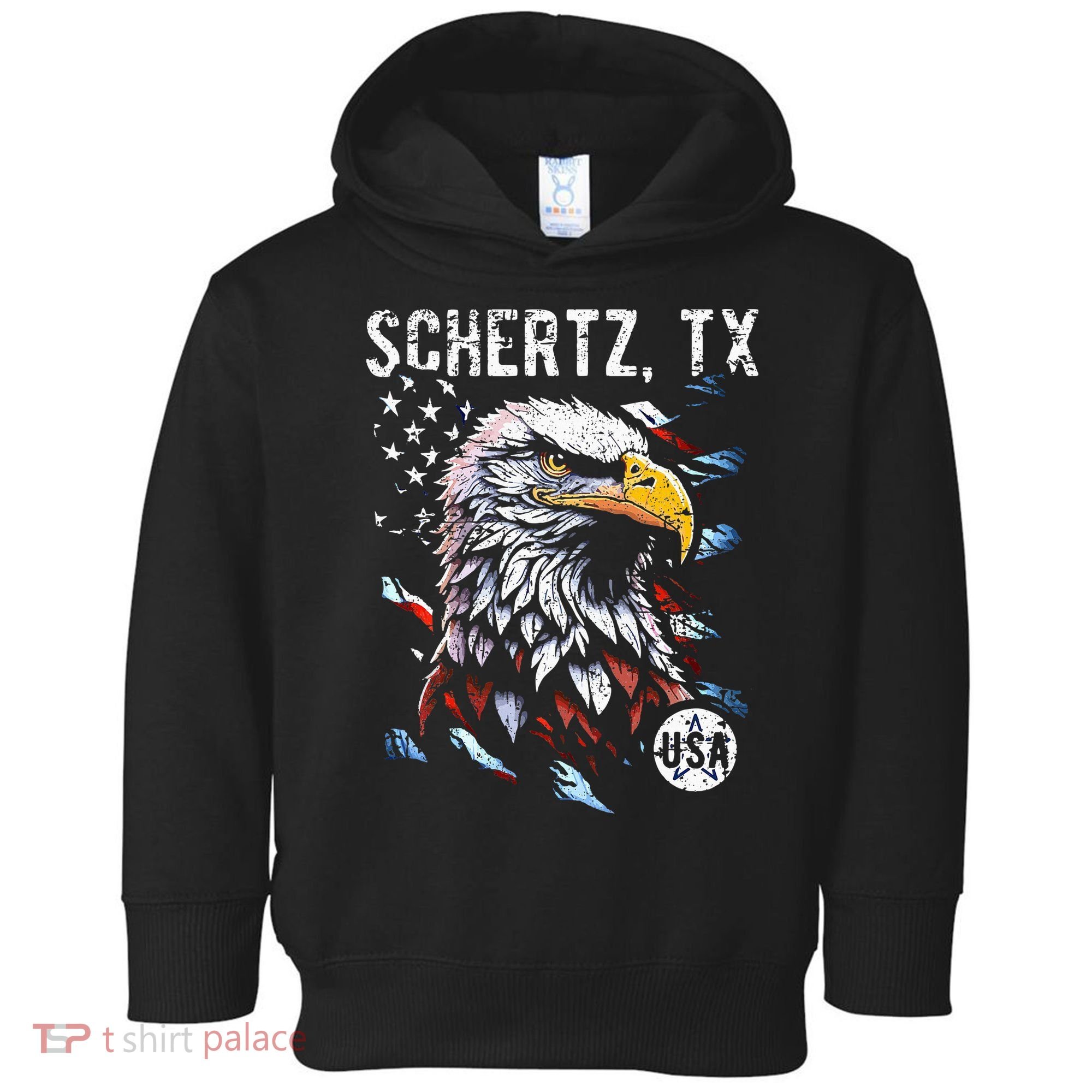 Schertz Texas Patriotic Eagle Usa Flag Toddler Hoodie