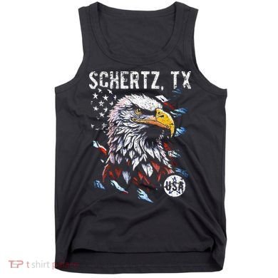 Schertz Texas Patriotic Eagle Usa Flag Tank Top