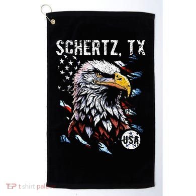 Schertz Texas Patriotic Eagle Usa Flag Golf Towel