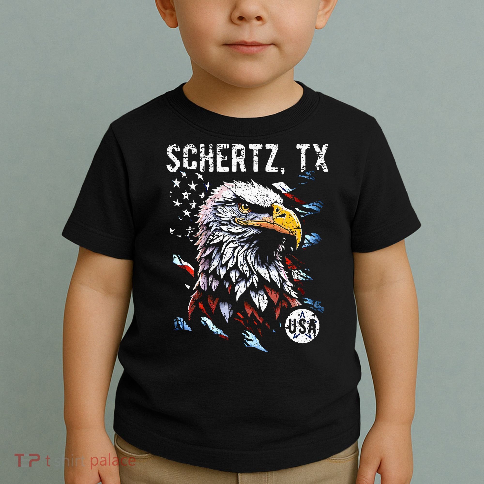 Schertz Texas Patriotic Eagle Usa Flag Toddler T-Shirt