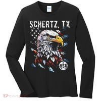 Schertz Texas Patriotic Eagle Usa Flag Women's Long Sleeve Shirt thumb 0