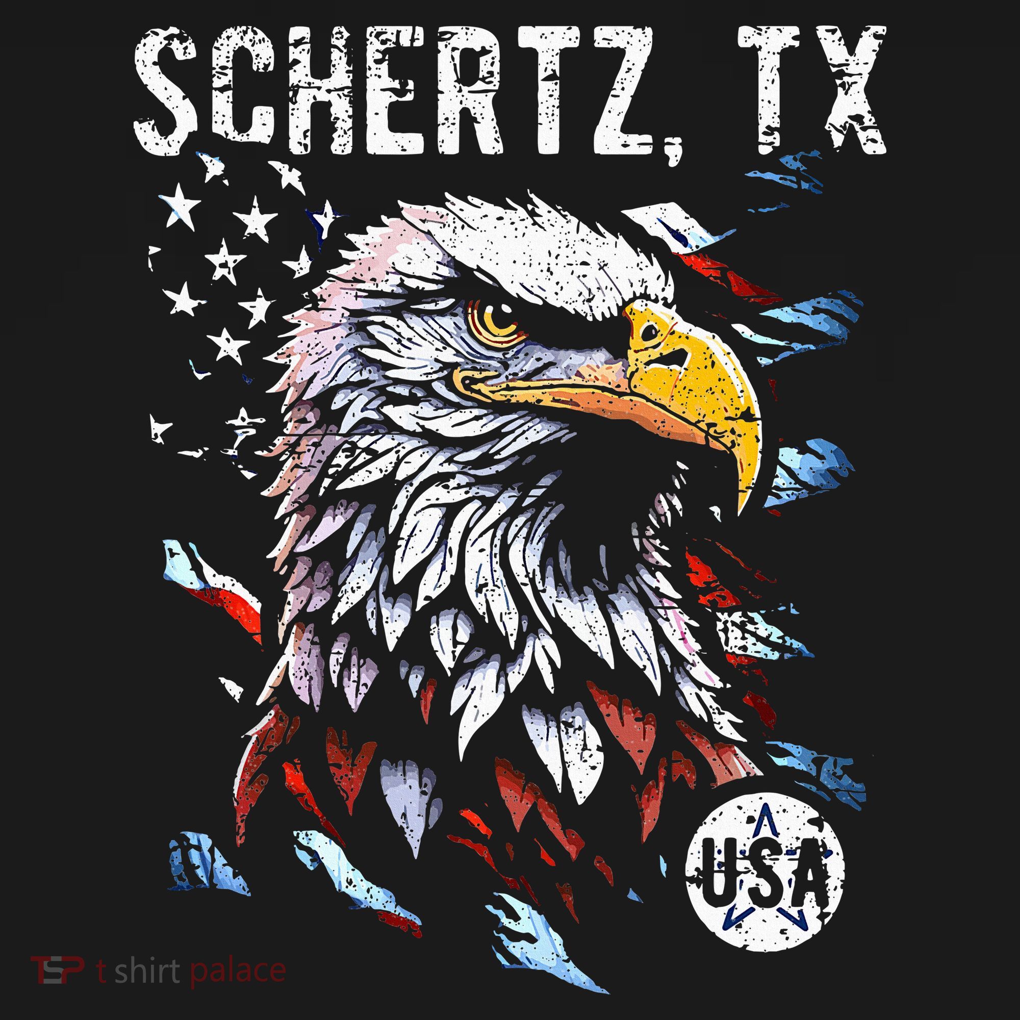 Schertz Texas Patriotic Eagle Usa Flag Women's Long Sleeve Shirt