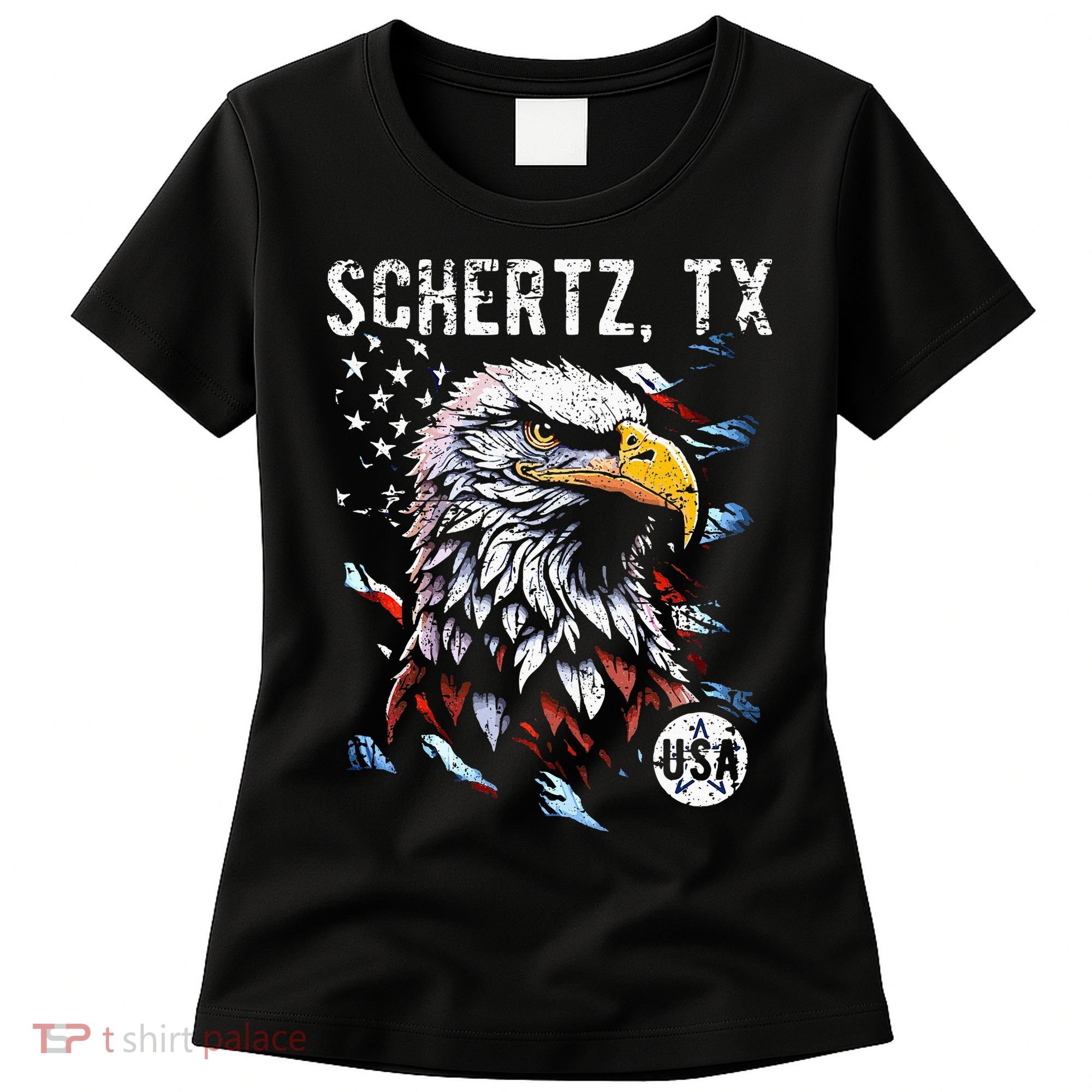 Schertz Texas Patriotic Eagle Usa Flag Women's T-Shirt