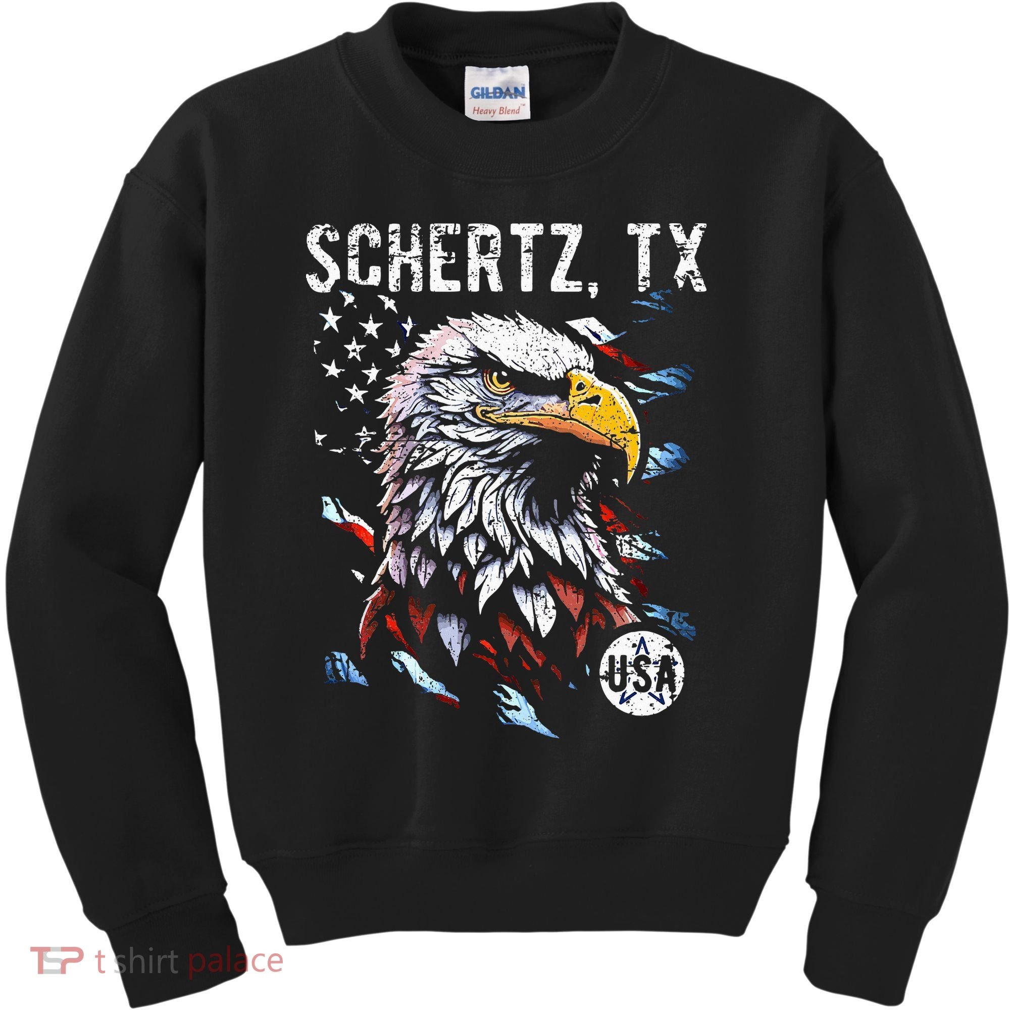 Schertz Texas Patriotic Eagle Usa Flag Kids Sweatshirt