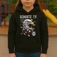 Schertz Texas Patriotic Eagle Usa Flag Kids Hoodie thumb 3