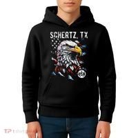 Schertz Texas Patriotic Eagle Usa Flag Kids Hoodie thumb 4