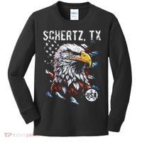 Schertz Texas Patriotic Eagle Usa Flag Kids Long Sleeve Shirt thumb 0