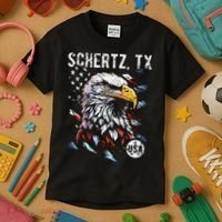 Schertz Texas Patriotic Eagle Usa Flag Kids T-Shirt thumb 3