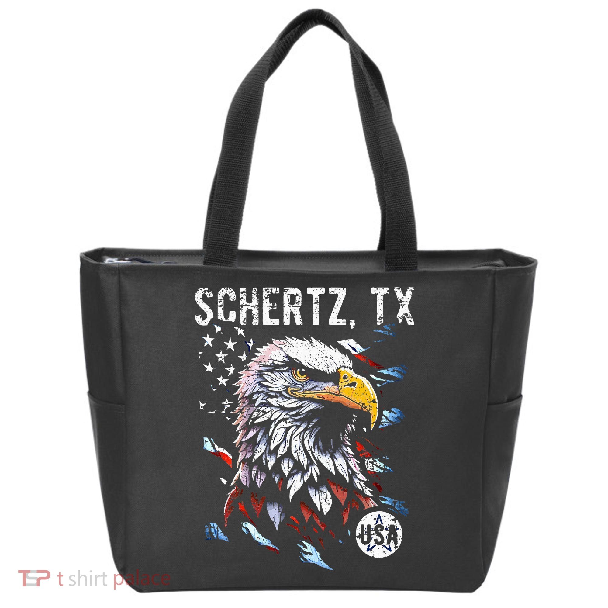 Schertz Texas Patriotic Eagle Usa Flag Tote Bag