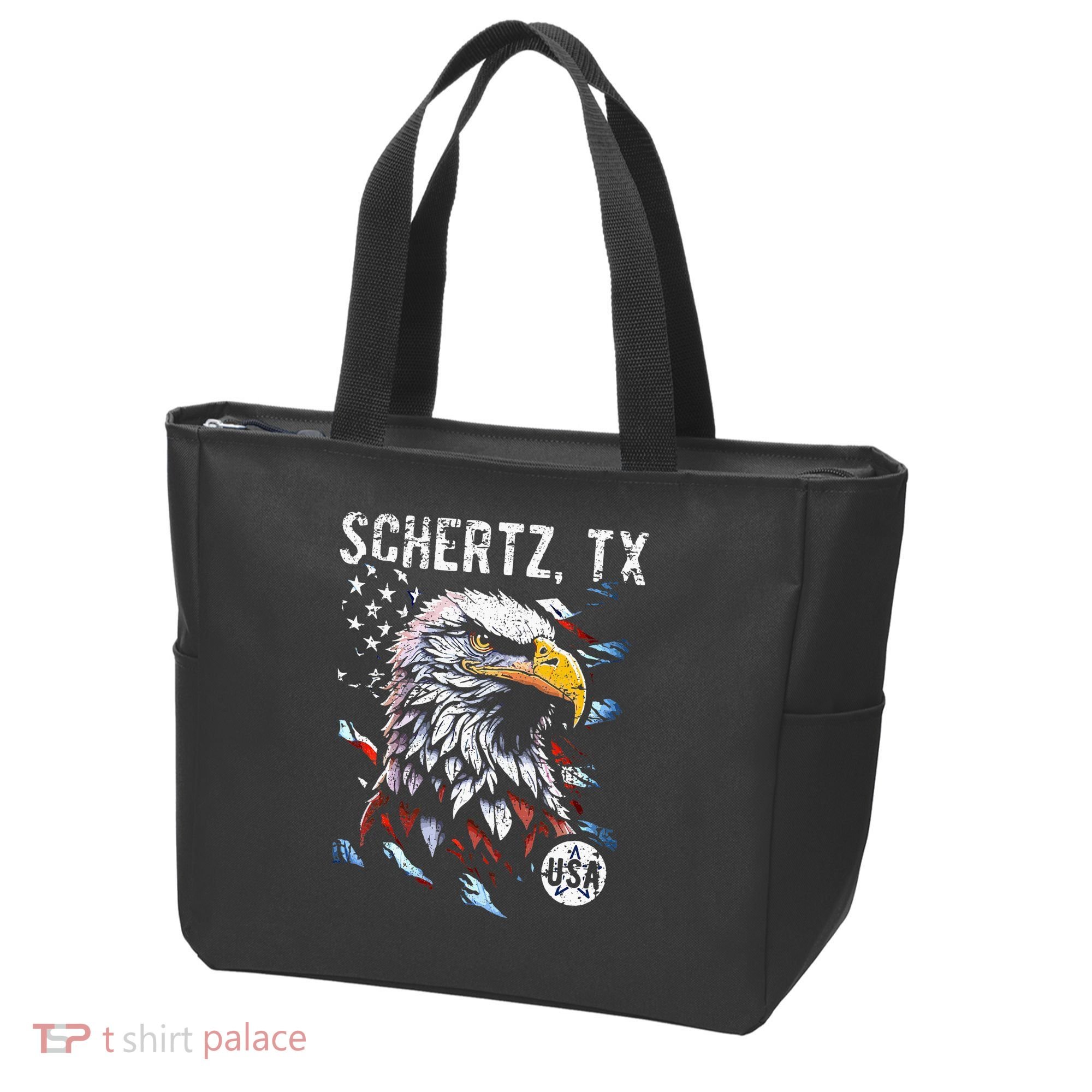 Schertz Texas Patriotic Eagle Usa Flag Tote Bag