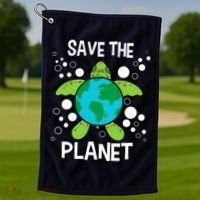 Save The Planet Environmental Protection Earth Day Climate Golf Towel thumb 1