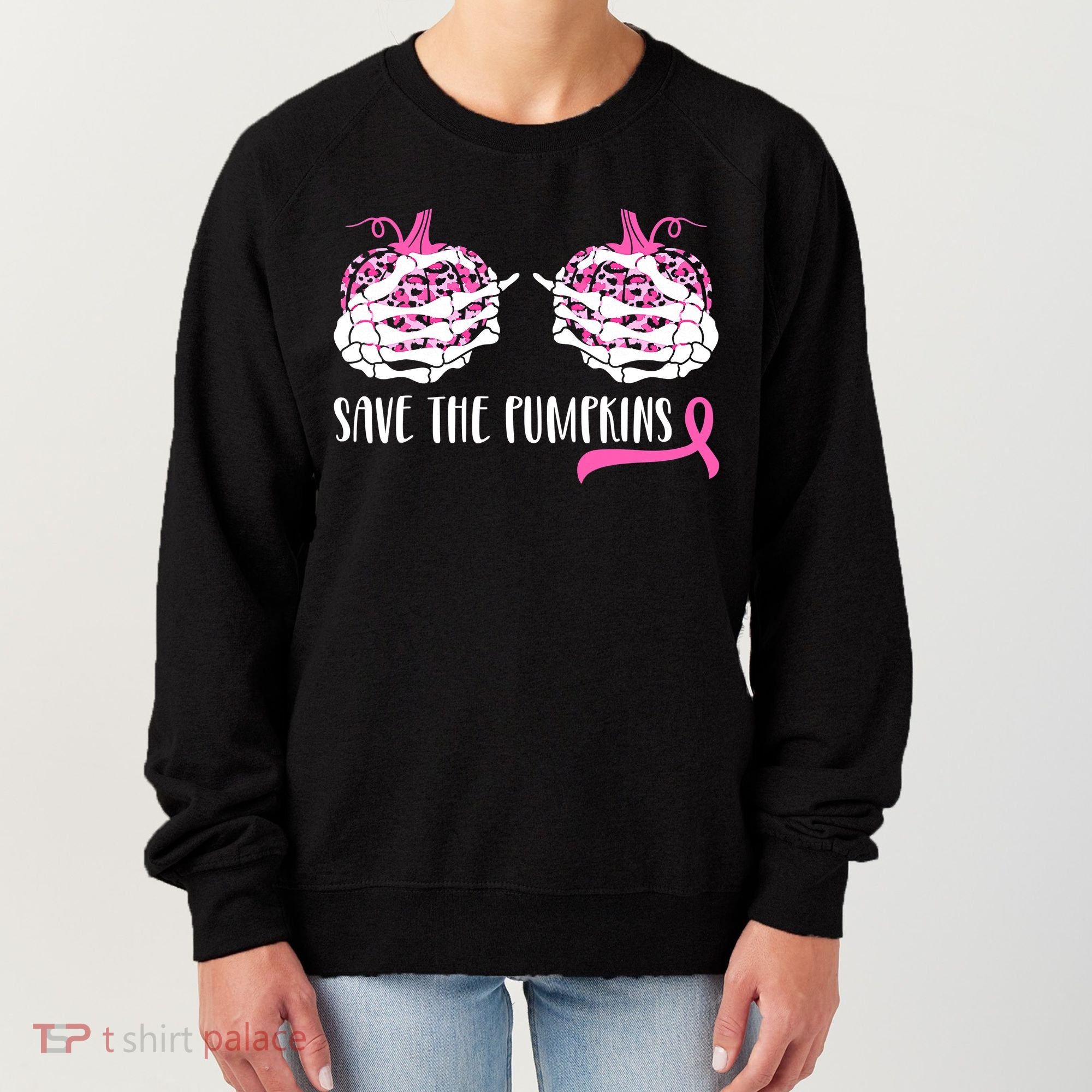 Save The Pumpkins Breast Cancer Awareness Halloween Women's Sweatshirt