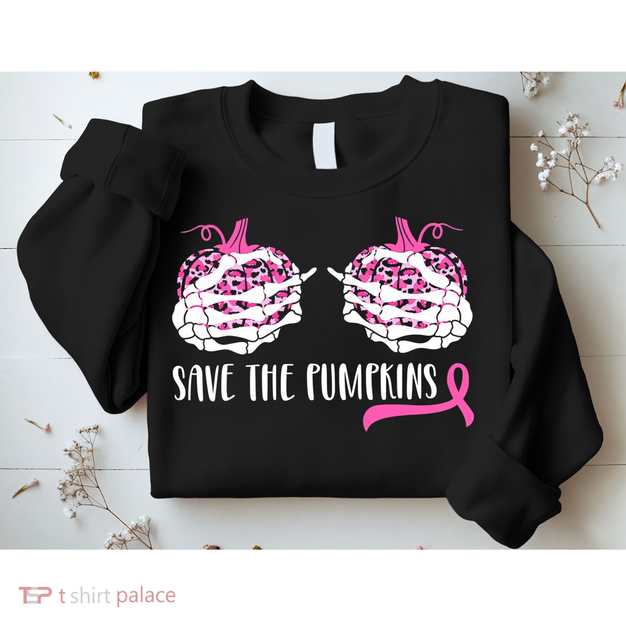 Save The Pumpkins Breast Cancer Awareness Halloween Sweatshirt