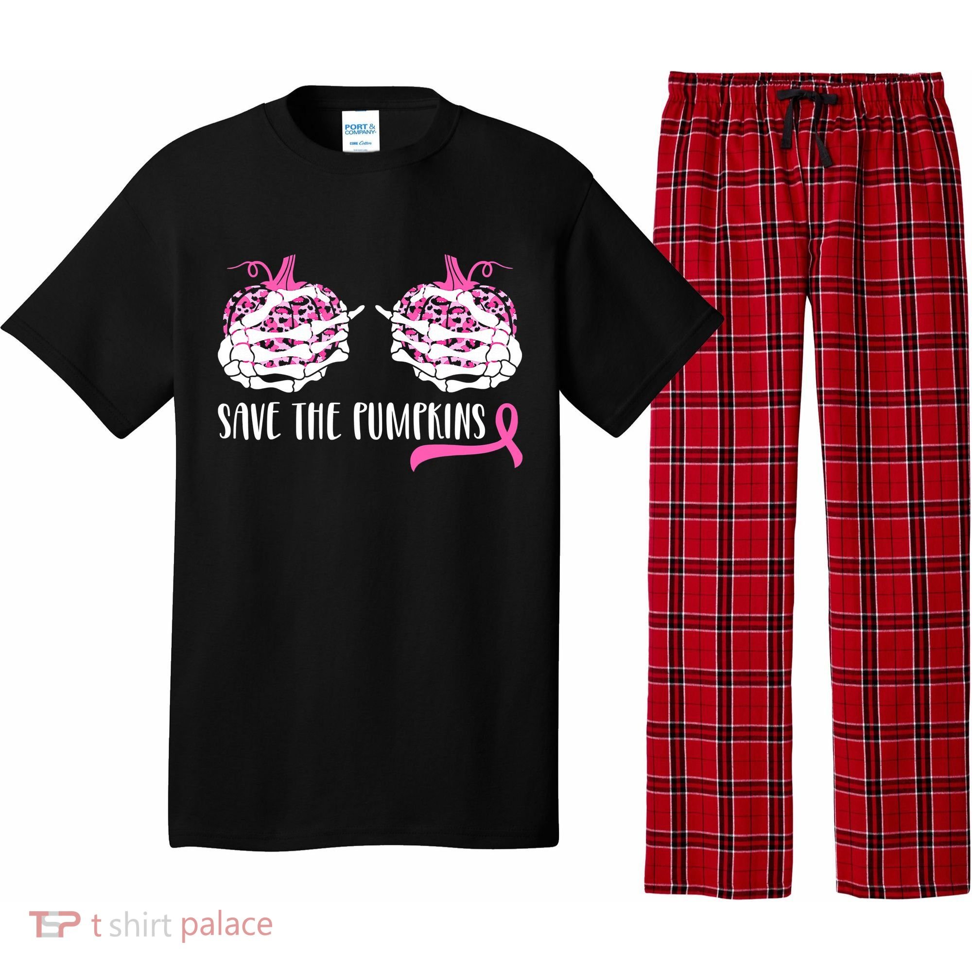 Save The Pumpkins Breast Cancer Awareness Halloween Pajama Set