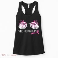Save The Pumpkins Breast Cancer Awareness Halloween Women's Tank Top thumb 0