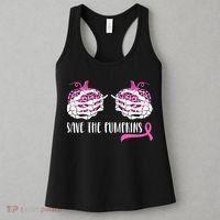 Save The Pumpkins Breast Cancer Awareness Halloween Women's Tank Top thumb 3