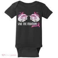 Save The Pumpkins Breast Cancer Awareness Halloween Baby Bodysuit thumb 0
