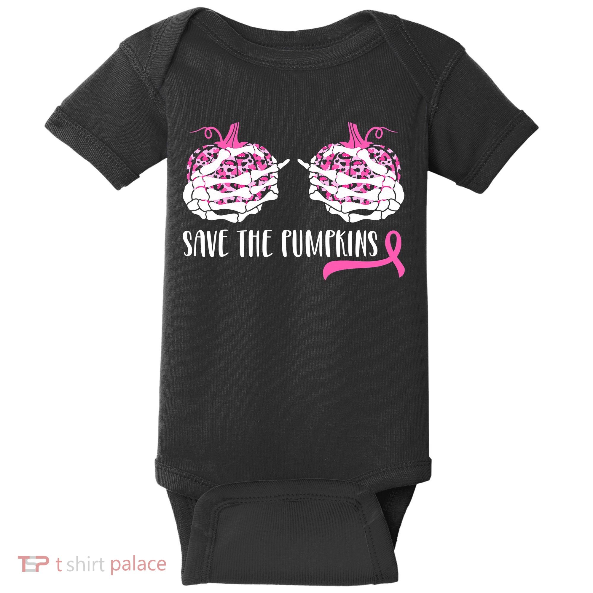 Save The Pumpkins Breast Cancer Awareness Halloween Baby Bodysuit