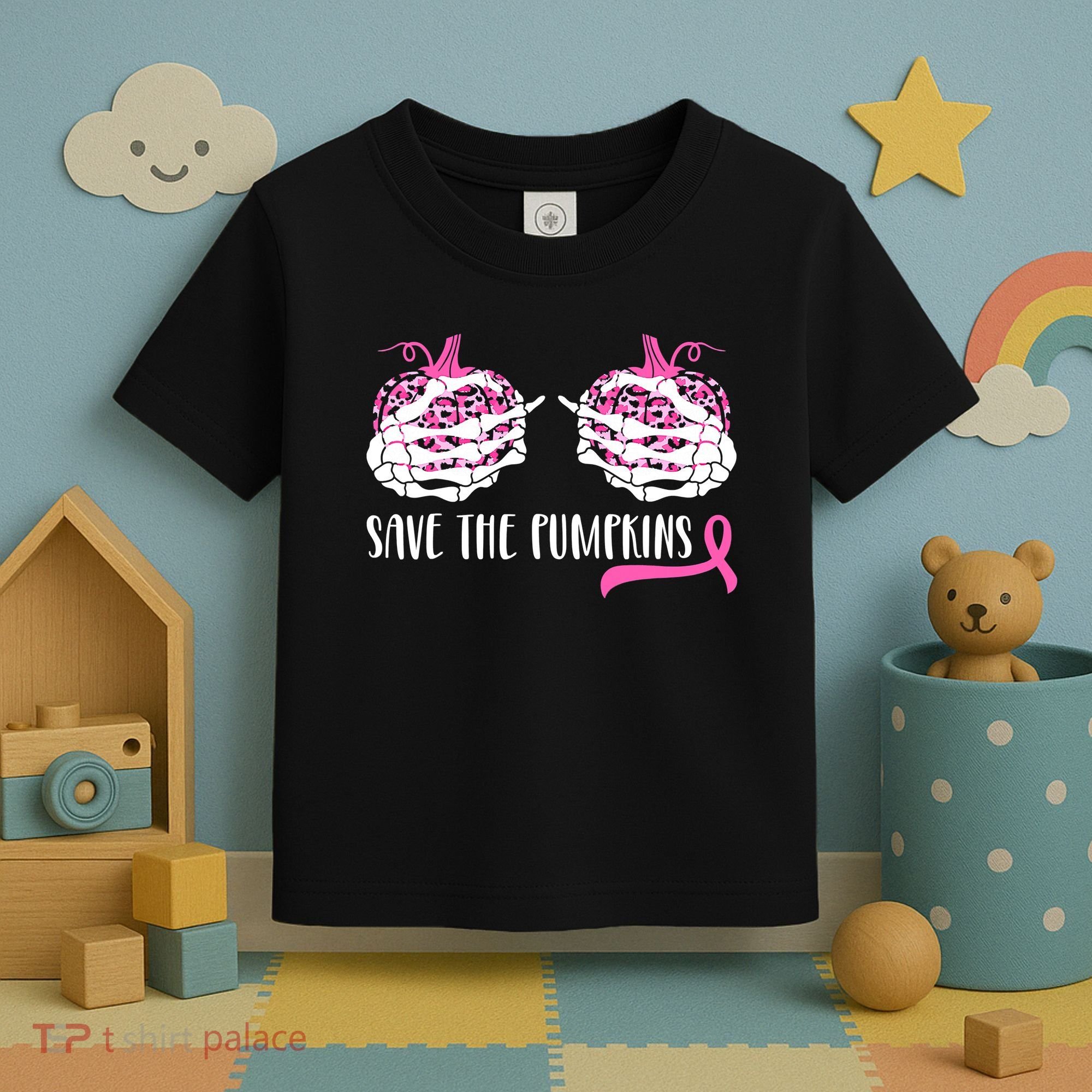 Save The Pumpkins Breast Cancer Awareness Halloween Toddler T-Shirt