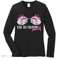 Save The Pumpkins Breast Cancer Awareness Halloween Women's Long Sleeve Shirt thumb 0