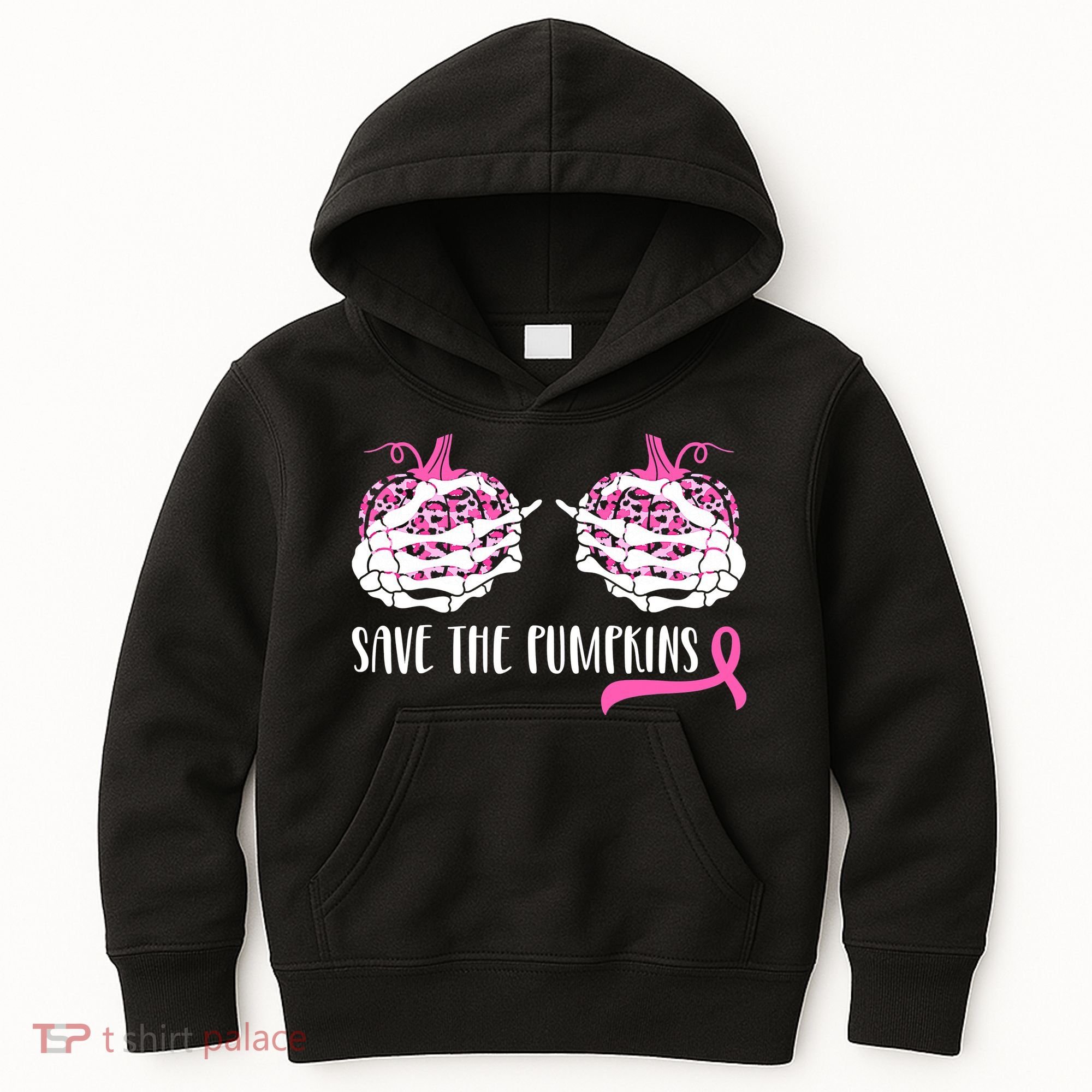 Save The Pumpkins Breast Cancer Awareness Halloween Kids Hoodie