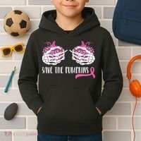 Save The Pumpkins Breast Cancer Awareness Halloween Kids Hoodie thumb 2