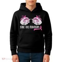 Save The Pumpkins Breast Cancer Awareness Halloween Kids Hoodie thumb 4