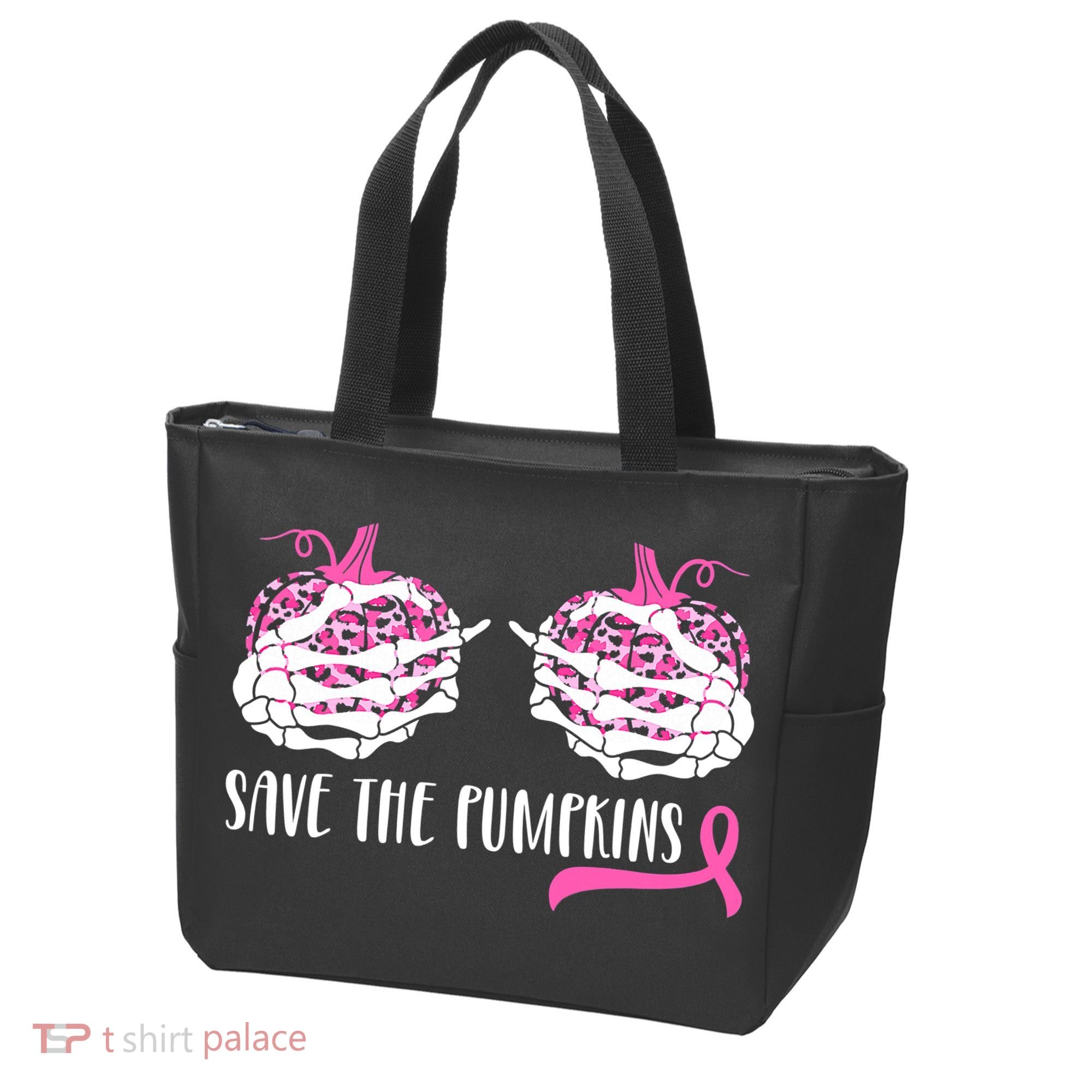 Save The Pumpkins Breast Cancer Awareness Halloween Tote Bag