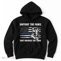 Support The Paws That Enforce The Laws Blue Line K9 Police Hoodie thumb 0