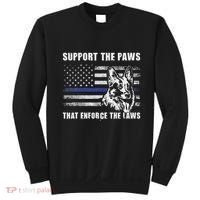 Support The Paws That Enforce The Laws Blue Line K9 Police Sweatshirt thumb 0