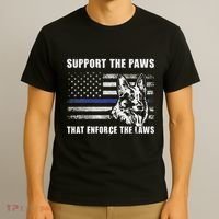 Support The Paws That Enforce The Laws Blue Line K9 Police T-Shirt thumb 3