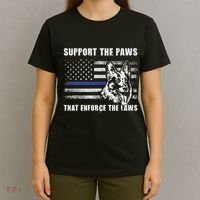Support The Paws That Enforce The Laws Blue Line K9 Police T-Shirt thumb 4