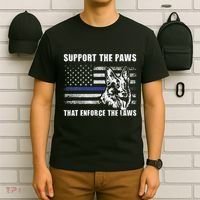 Support The Paws That Enforce The Laws Blue Line K9 Police T-Shirt thumb 6