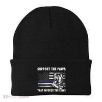 Support The Paws That Enforce The Laws Blue Line K9 Police Beanie thumb 0