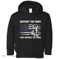 Support The Paws That Enforce The Laws Blue Line K9 Police Toddler Hoodie thumb 0
