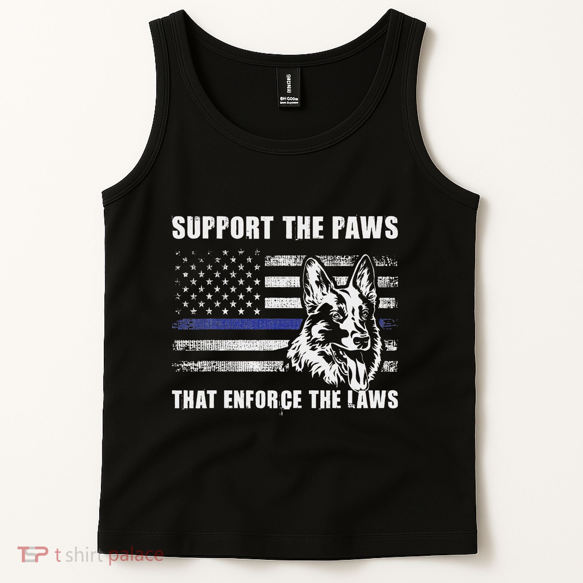 Support The Paws That Enforce The Laws Blue Line K9 Police Tank Top