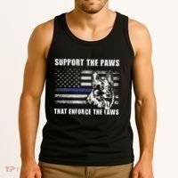 Support The Paws That Enforce The Laws Blue Line K9 Police Tank Top thumb 3