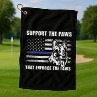 Support The Paws That Enforce The Laws Blue Line K9 Police Golf Towel thumb 1