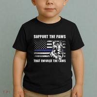 Support The Paws That Enforce The Laws Blue Line K9 Police Toddler T-Shirt thumb 2