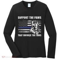 Support The Paws That Enforce The Laws Blue Line K9 Police Women's Long Sleeve Shirt thumb 0