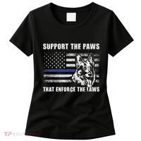 Support The Paws That Enforce The Laws Blue Line K9 Police Women's T-Shirt thumb 0
