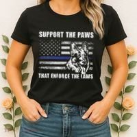 Support The Paws That Enforce The Laws Blue Line K9 Police Women's T-Shirt thumb 2