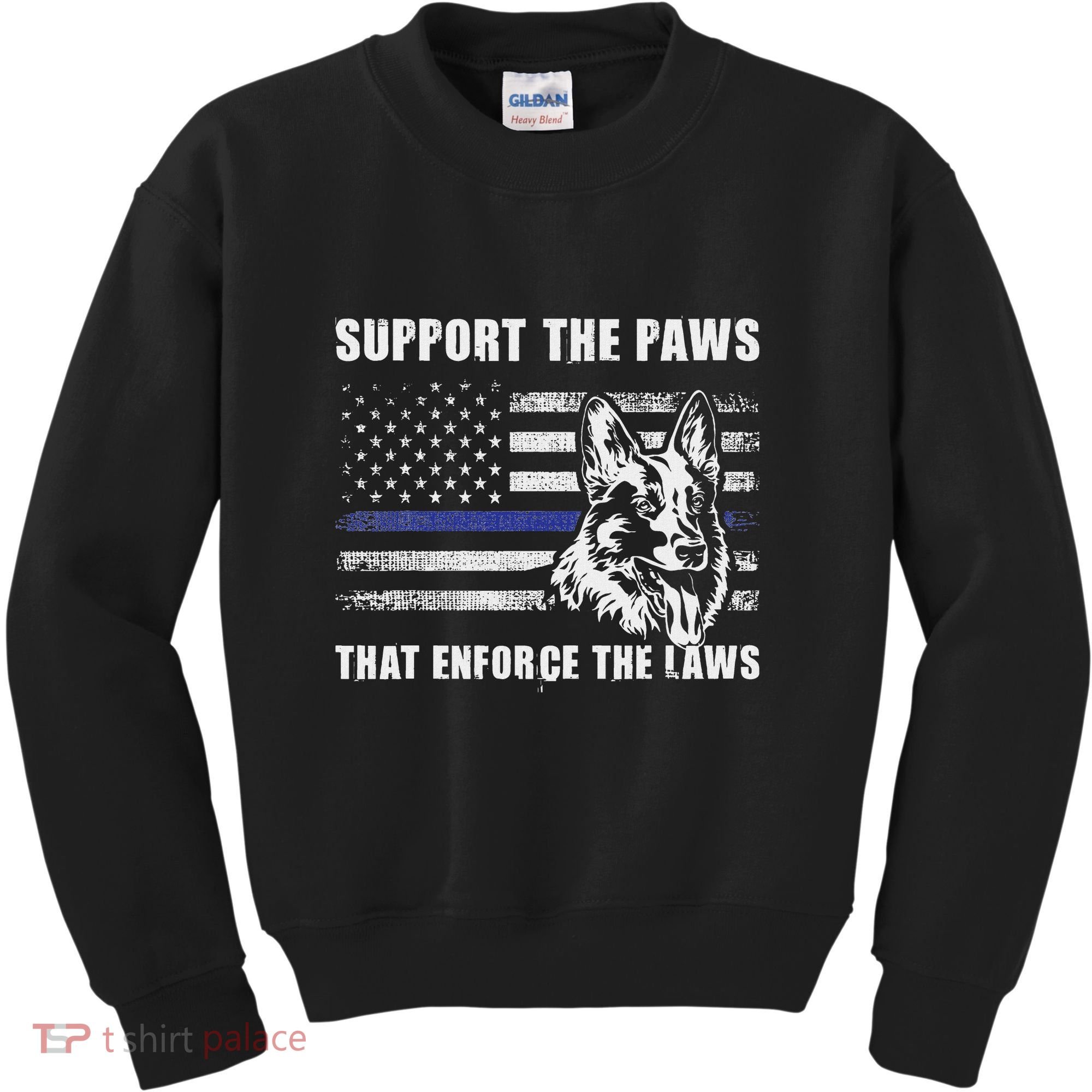 Support The Paws That Enforce The Laws Blue Line K9 Police Kids Sweatshirt