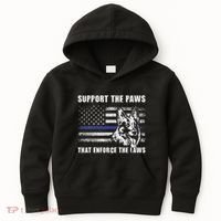 Support The Paws That Enforce The Laws Blue Line K9 Police Kids Hoodie thumb 0