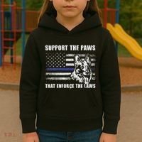 Support The Paws That Enforce The Laws Blue Line K9 Police Kids Hoodie thumb 3